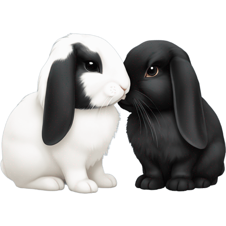 white lop eared bunny kissing black lop eared bunny emoji