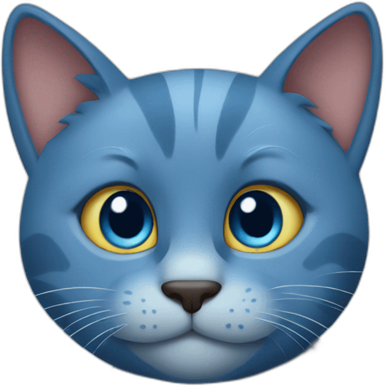 blue cat with big hearth emoji