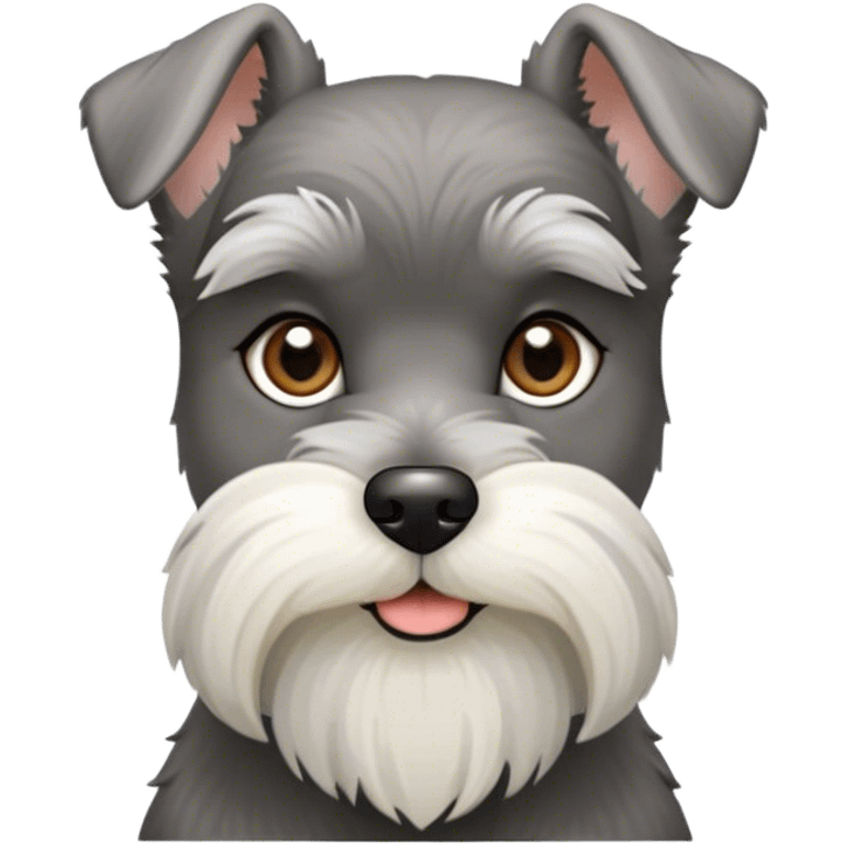 Cinematic Noble Miniature Schnauzer Portrait Emoji, Standing with a proud and stately demeanor, showcasing a sharply defined, salt-and-pepper fur with distinguished eyebrows and a confident, alert expression, simplified yet exquisitely detailed, glowing with a refined, dignified radiance, high shine, exuding intelligence and classic noble charm, soft glowing outline, capturing the essence of a noble Miniature Schnauzer that commands attention with effortless style! emoji