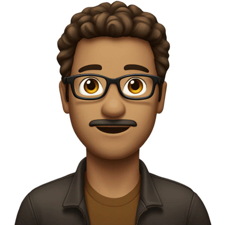 Homme cheveux long marron fon avec lunette et yeux marron emoji