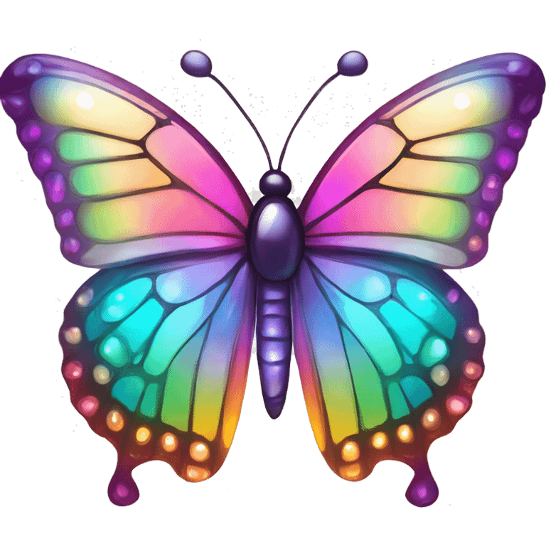 One Shiny-Colorful-Iridescent-Sparkle-Rainbow-Gradient-Crystal-Gem-Butterfly-Crystal-Fly emoji