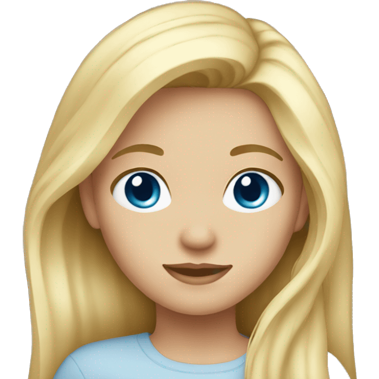 blonde girl long hair blue eyes emoji