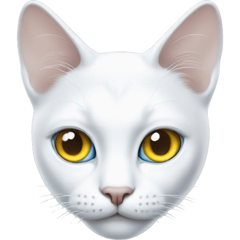 White cat with yellow left eye and blue right eye emoji