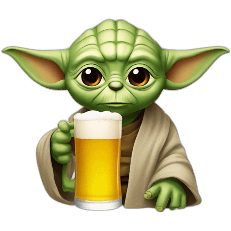 Yoda drinking a beer emoji