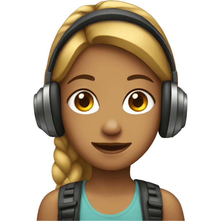 Girl wearing over the ear headphones emoji