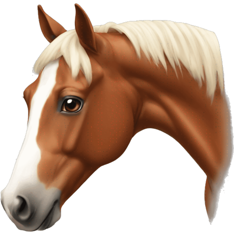 Chestnut horse with white, cheeky playful horse emoji