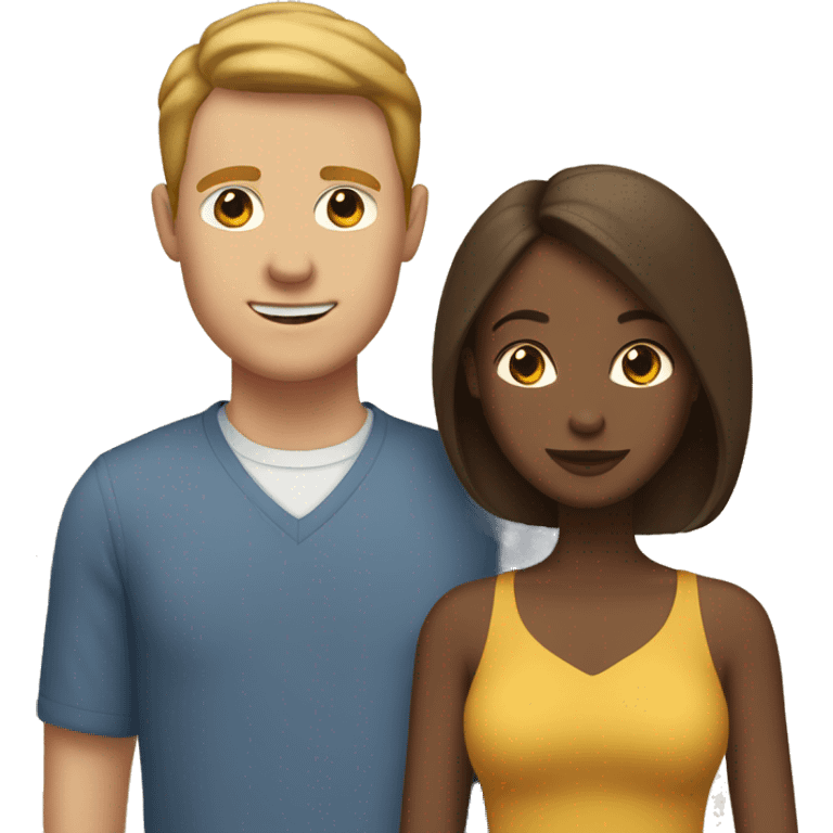 interracial couple with brown woman and white man with brown hair emoji