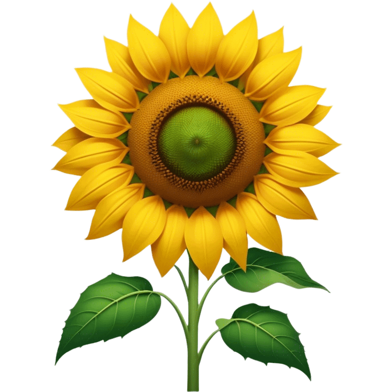 Cinematic Realistic Sunflower Emoji, Tall and bright, with a large, golden-yellow blossom facing the sun, its broad, textured petals surrounding a dark center. The sturdy green stalks and leaves frame the vibrant flower, while a gentle breeze causes the petals to sway. Soft glowing outline, capturing the essence of sunshine and warmth in a cheerful, towering sunflower! emoji