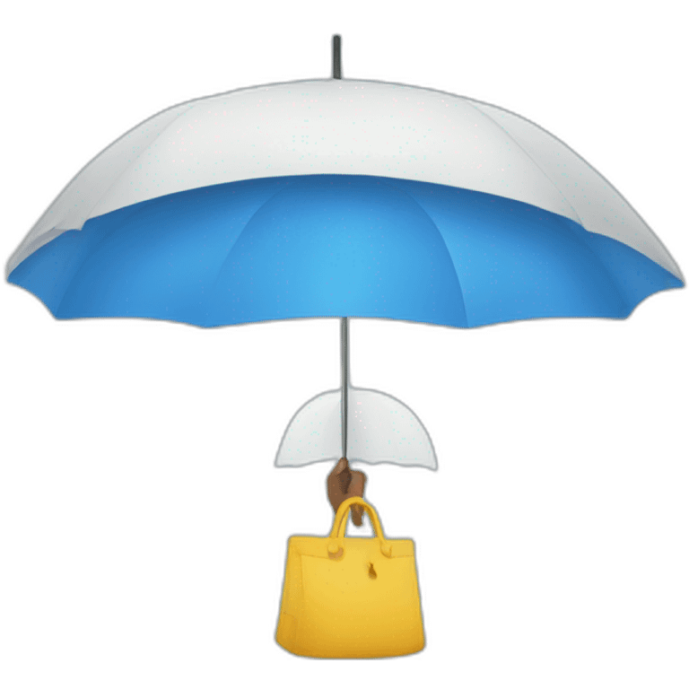 Customer buying blue umbrella emoji