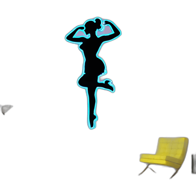 Sexy silhouette non-gender dancer neon sign emoji