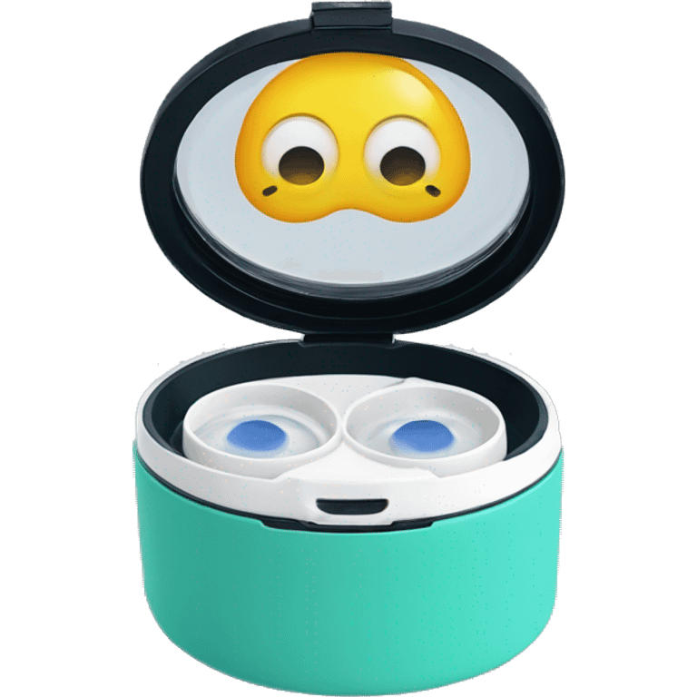 dual-compartment screw-top prescription contact lens case emoji