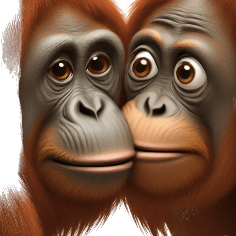 Orangutan kissing emoji