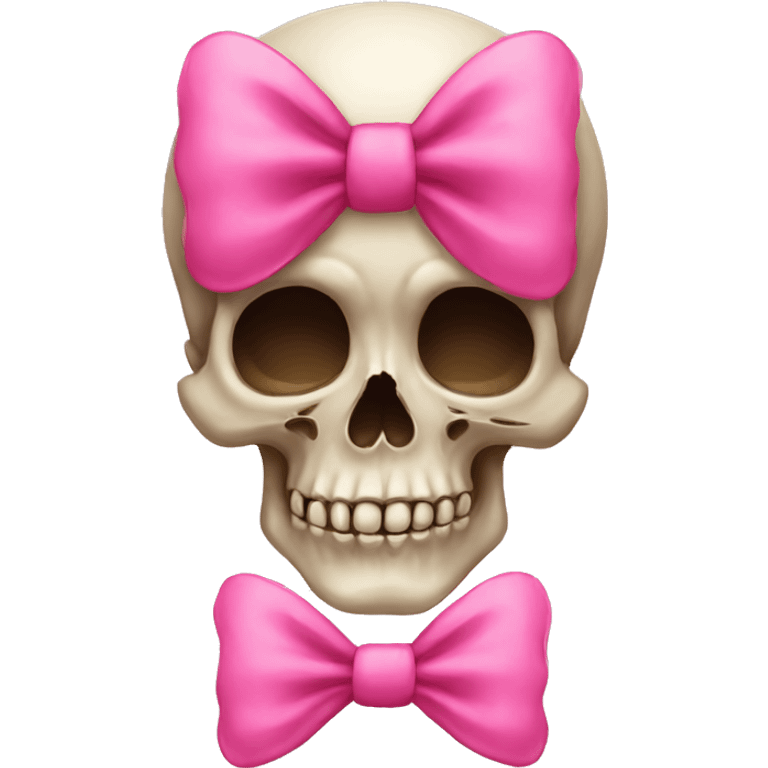 Skull emoji with a cute pink bow on emoji