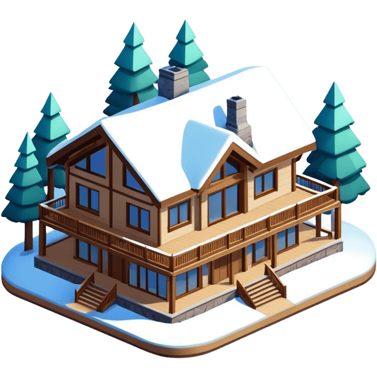 luxury ski lodge, isometric exterior view emoji