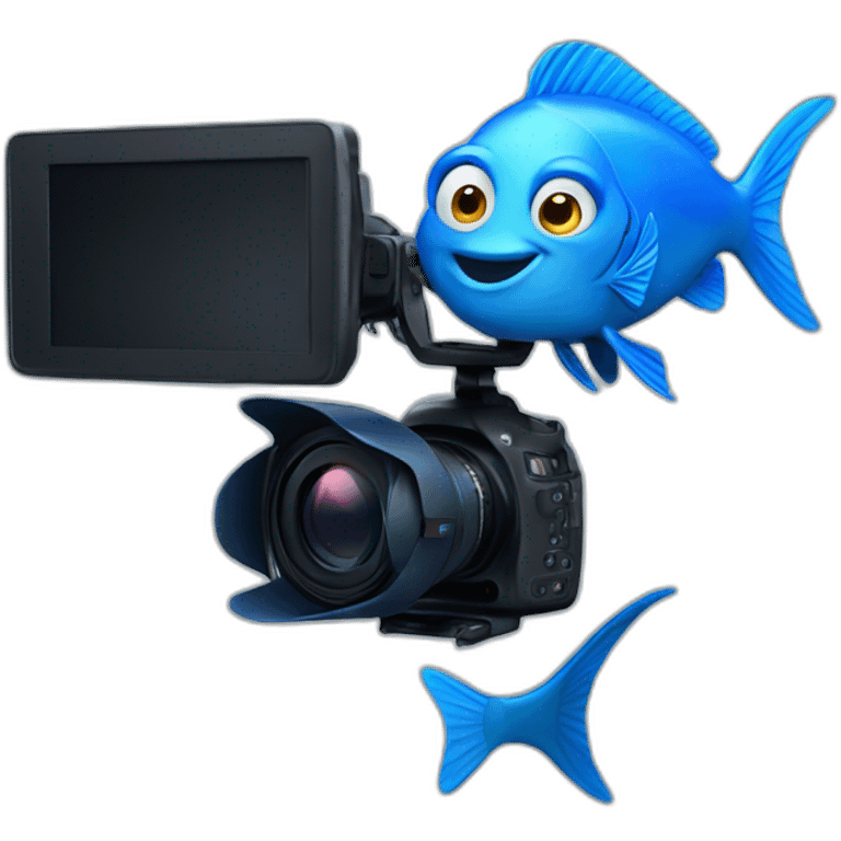 Blue fish filming a video emoji