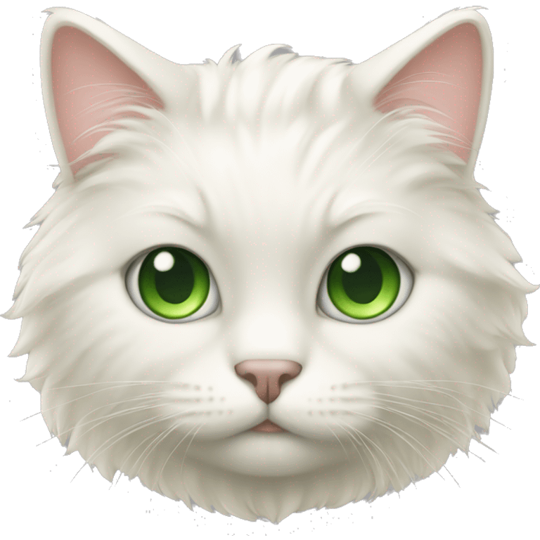 Fluffy cream cat with green eyes emoji