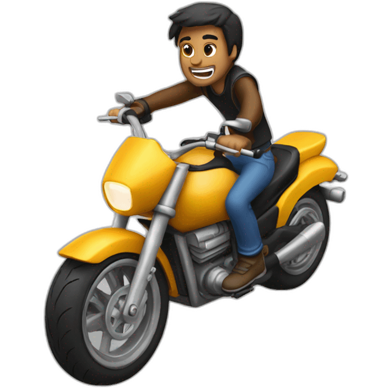 Guy drive motorcycle in a wheelie emoji