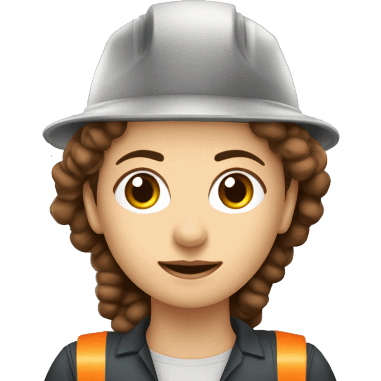 solo parte de ingeniera industrial mujer con pelo lago rizado castaño con mechones rubios y ojos grandes caferriba  emoji