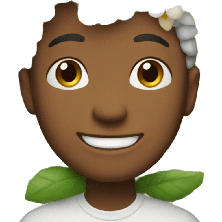 Emoji with flowers around smiling emoji