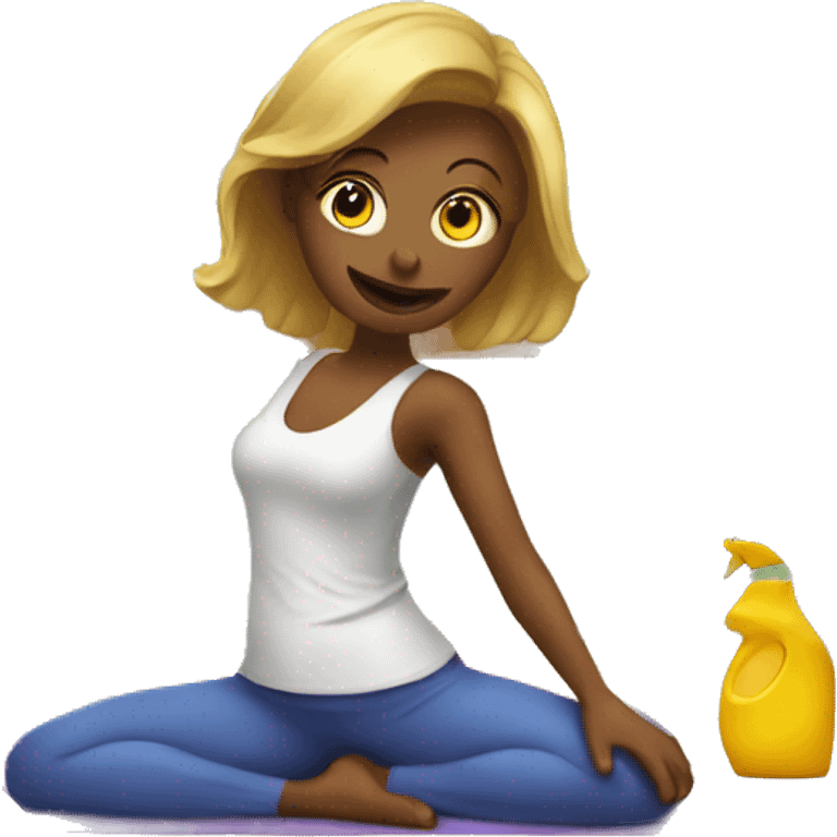 Yoga lady cleaning around the house emoji