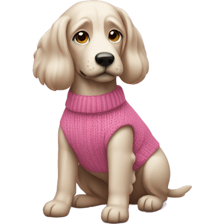 Wenier dog wearing a pink sweater  emoji