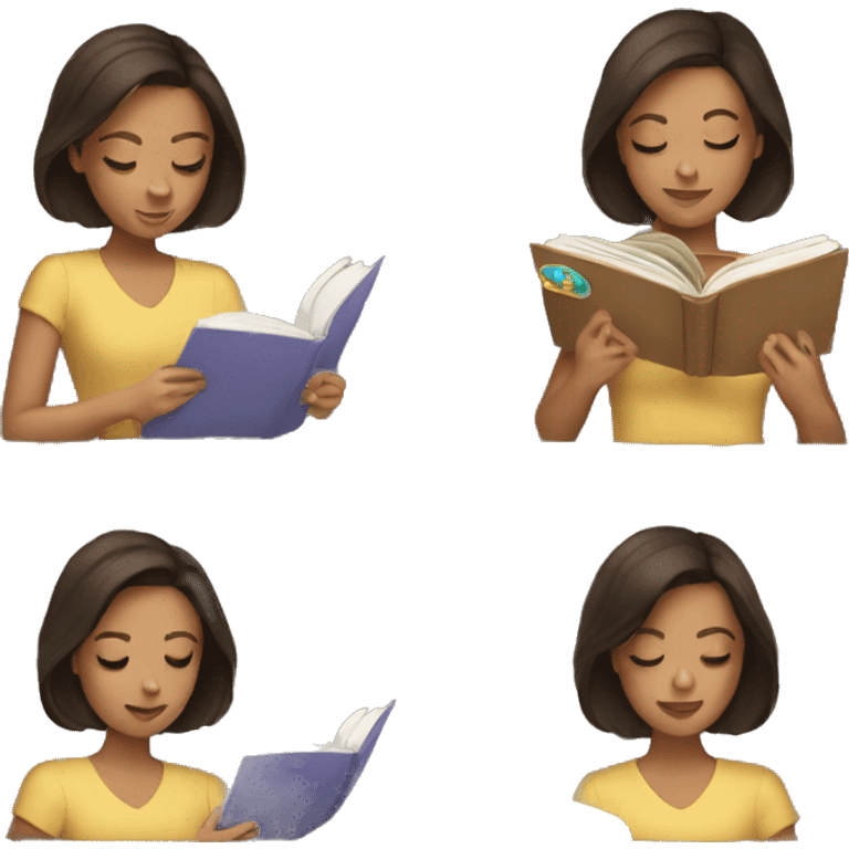 brunette girl reading  emoji