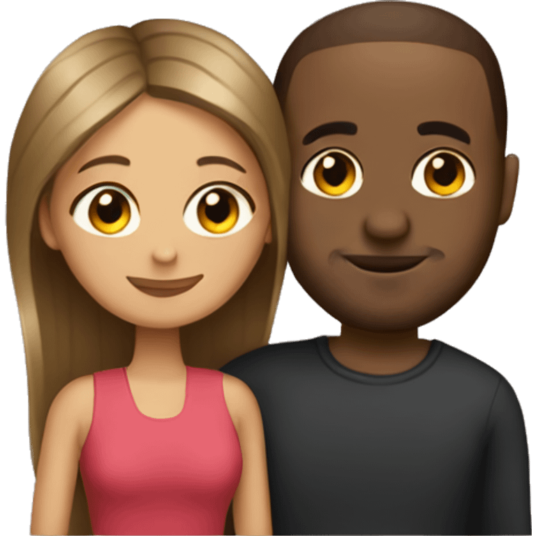 Somali guy with Spanish girlfriend with straight balayage hair hugging  emoji