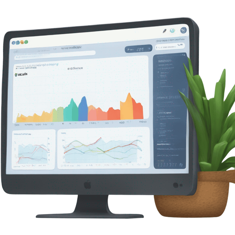 monitor showing a website dashboard with charts emoji