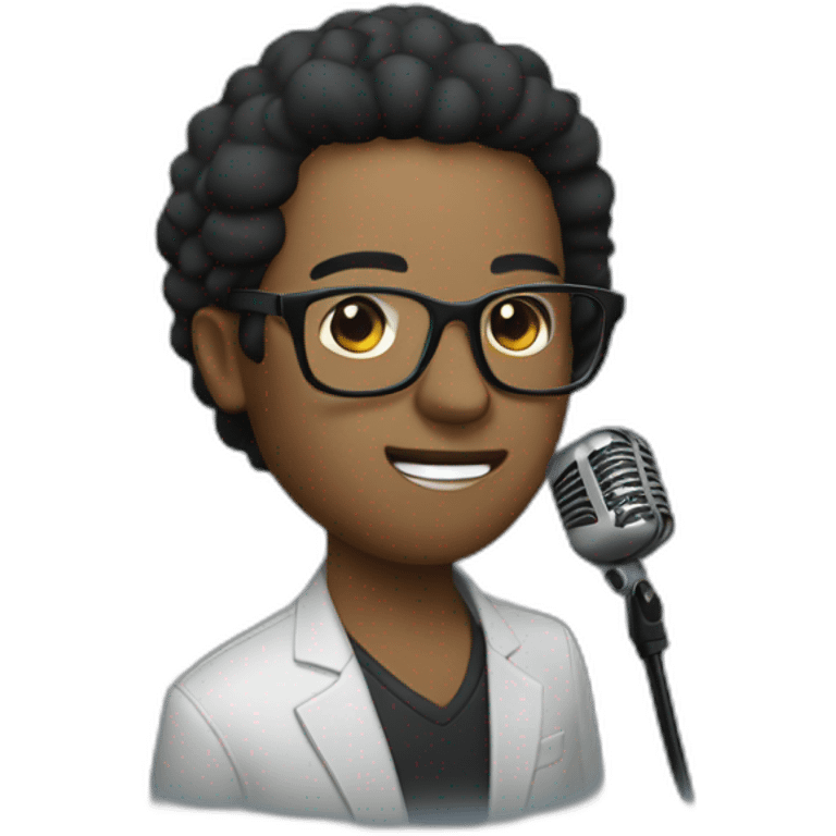 Vocalist with glasses and microphone emoji