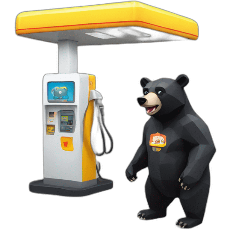 Lowpoly black bear with gas station emoji