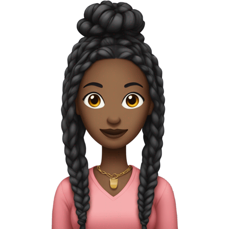 black woman with black down braids and top emoji