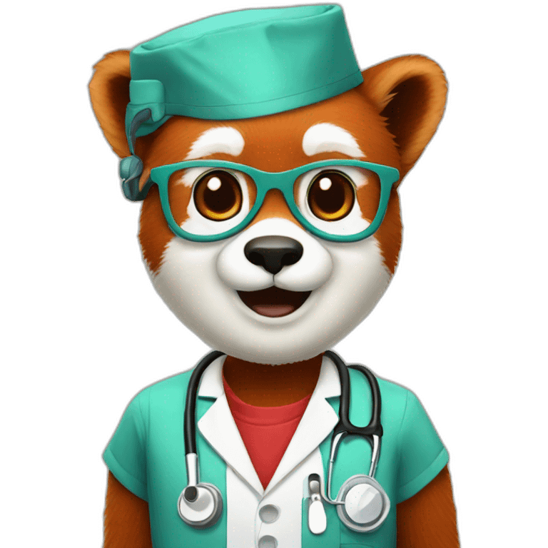 red panda doctor emoji