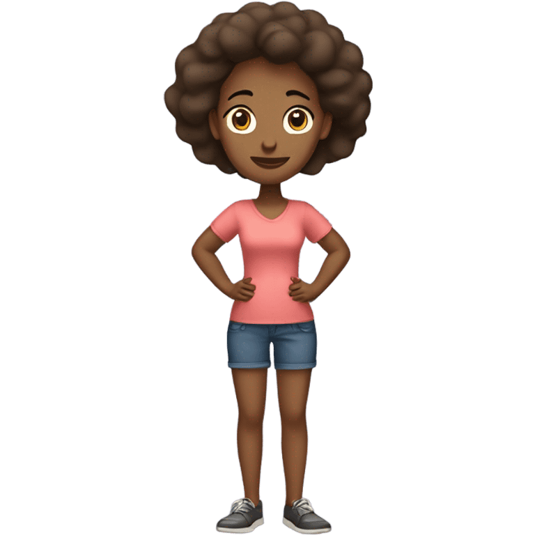 African-American female hands on hip with stern face ￼ emoji