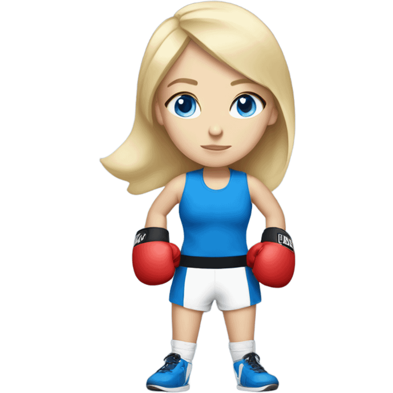 Blonde girl, white skin, blue eyes in activewear boxing  emoji