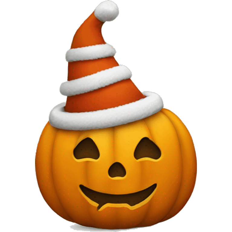 Pumpkin with Christmas hat emoji