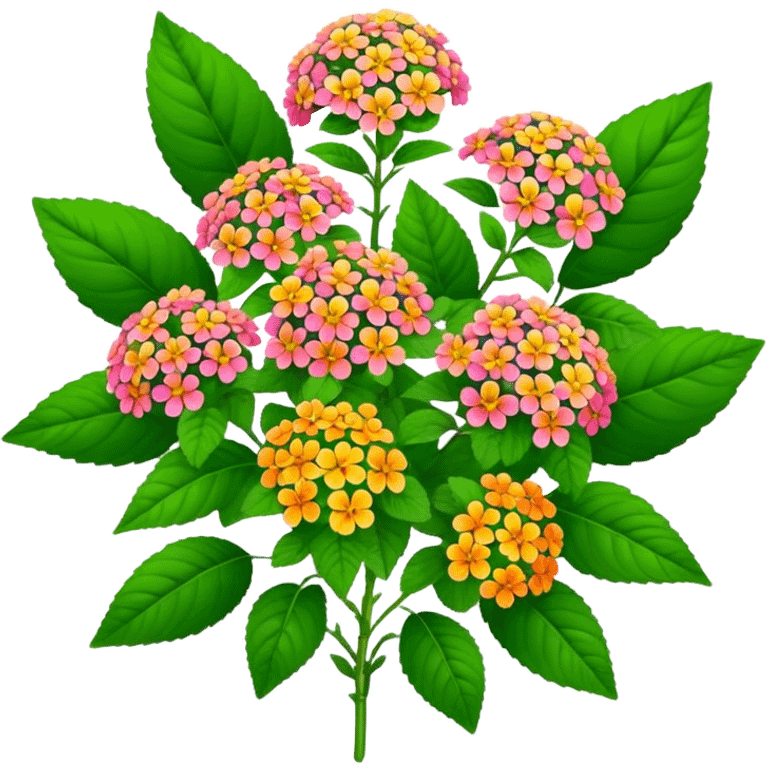 big bouquet Lantana flower, stem, leaf emoji