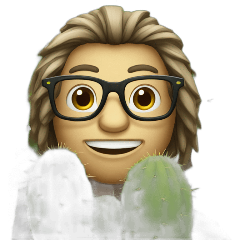 Un singe avec des lunettes qui a des cheveux de cactus un cactus emoji