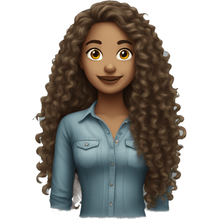 Realistic Brazilian young pretty women with a long curly hair  emoji