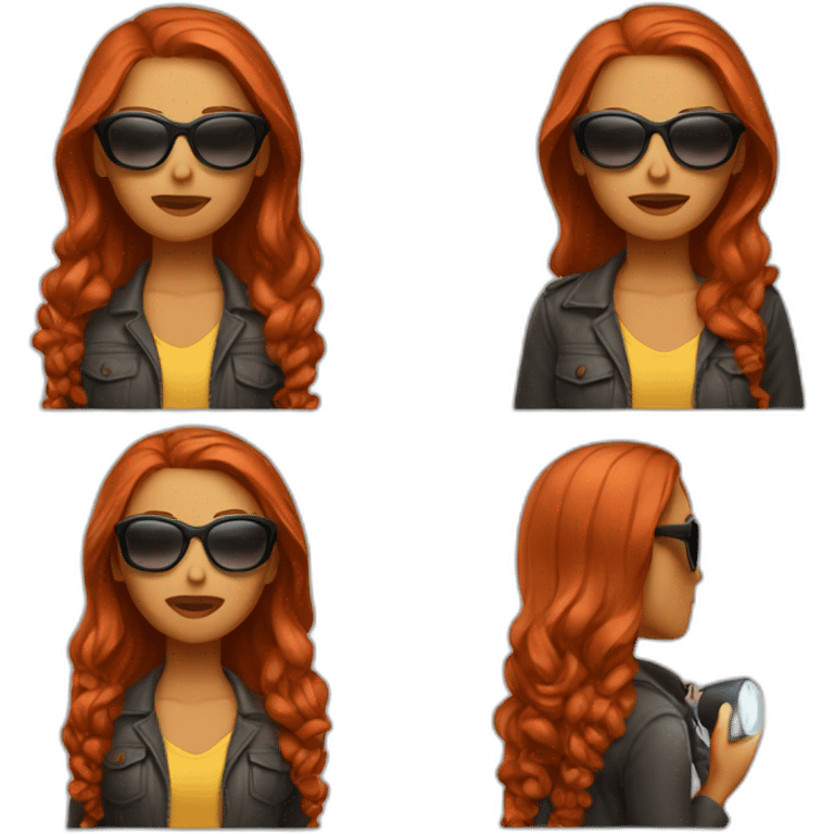 woman-with-long-red-hair-sunglasses-and-flashlight emoji