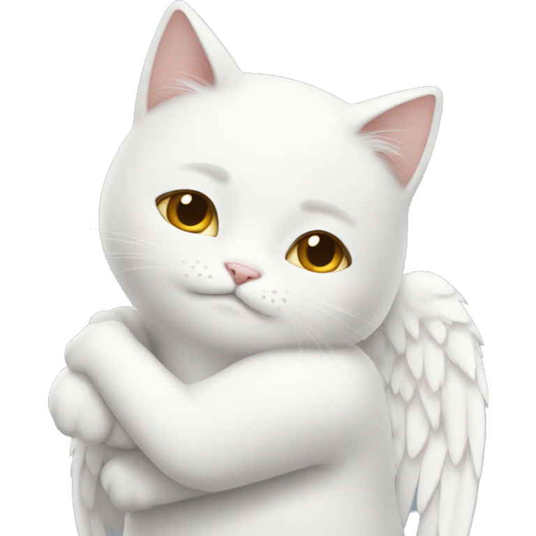 angel white cat hug emoji