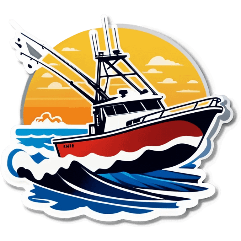 sport fishing boat over wave emoji