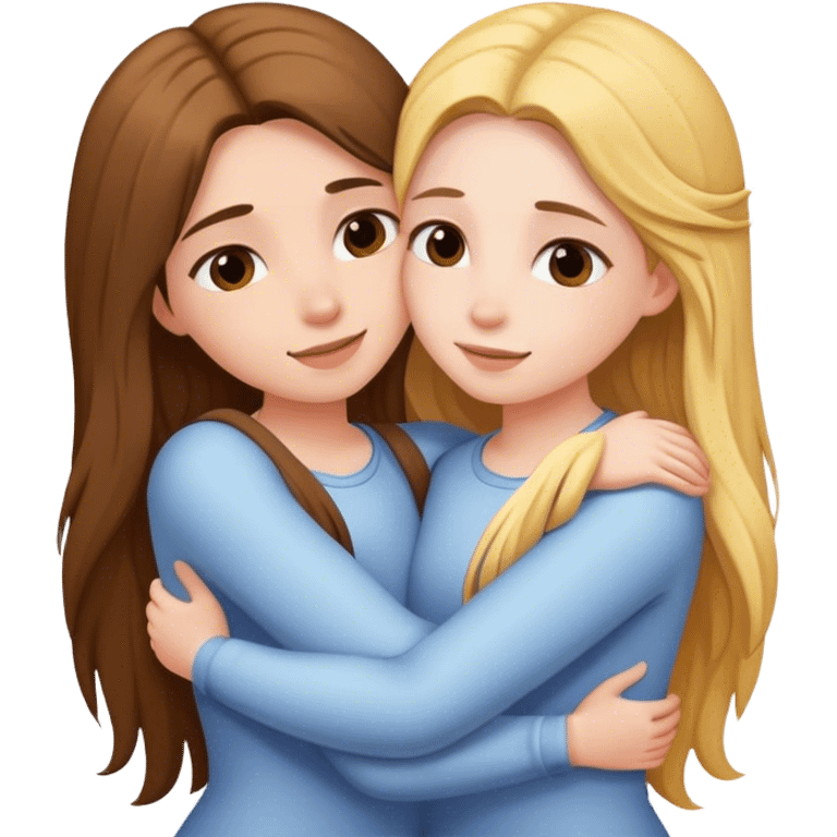 hug-two-girls both fair and long hair emoji