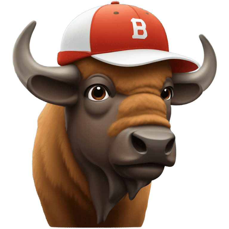 Bison wearing baseball hat emoji