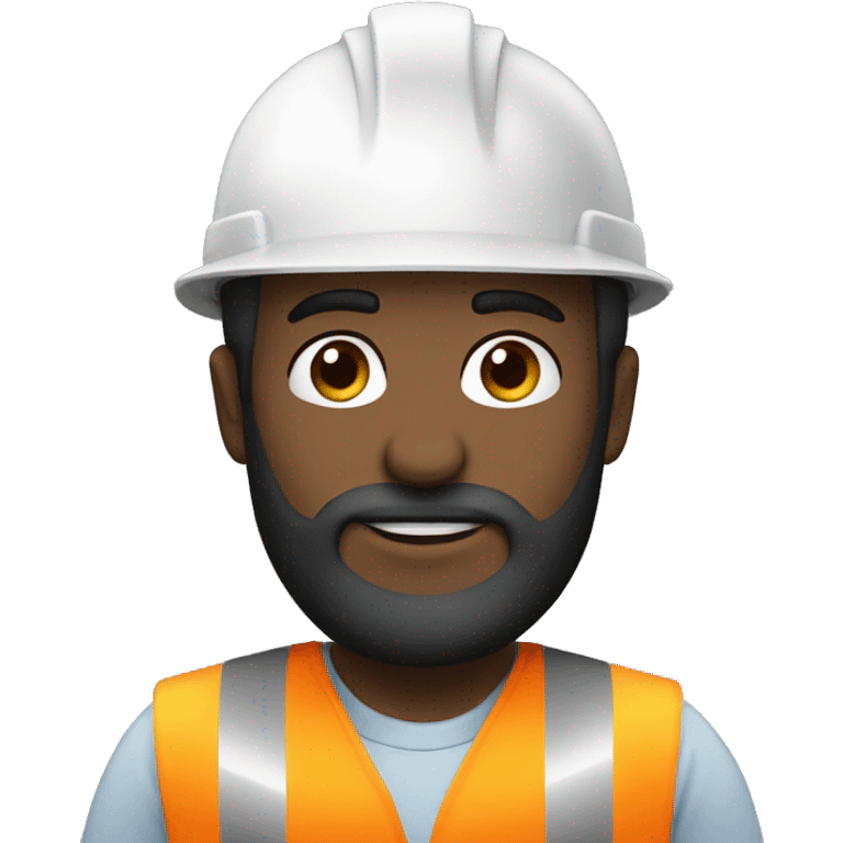 Fair skin black beard civil engineer with white helmet  emoji