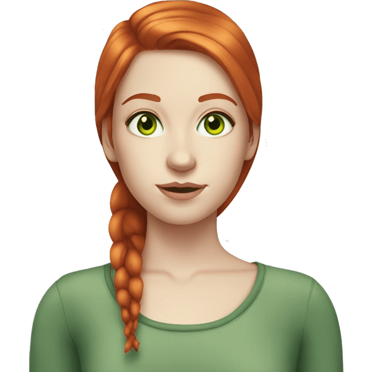 young woman with straight red hair and green eyes and pale skin emoji