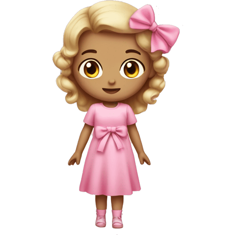 Sonny angels wearing a pink dress with a bow  emoji