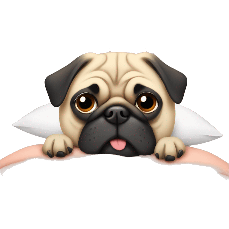 pug tucked in bed emoji