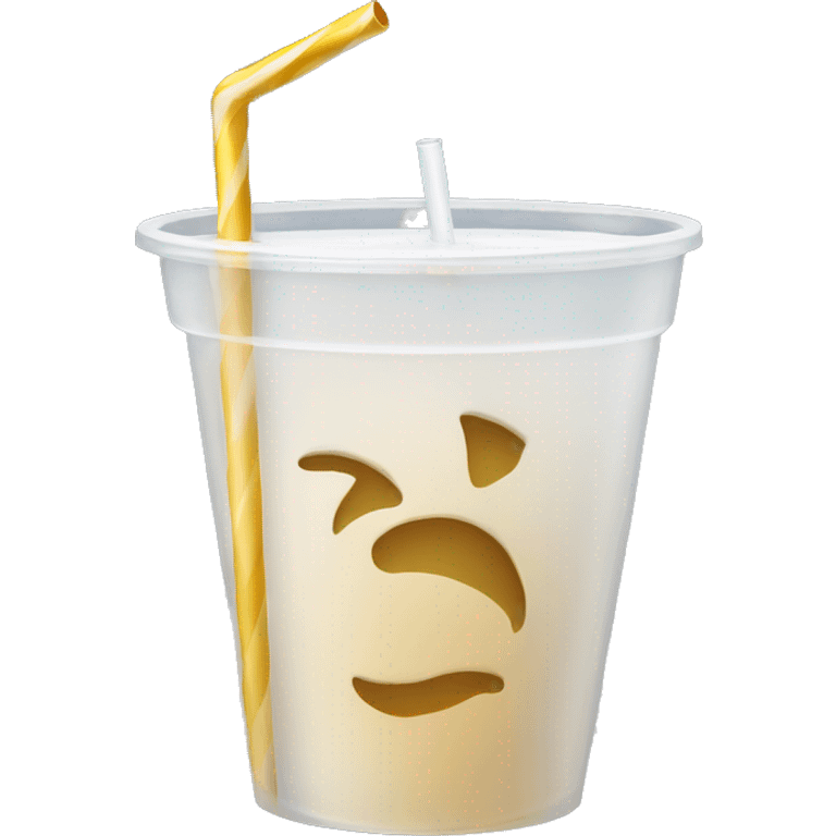 a single gold white striped straw in a see through cup emoji