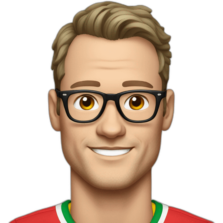 Jonathan Toews wearing glasses and rainbow clothes emoji