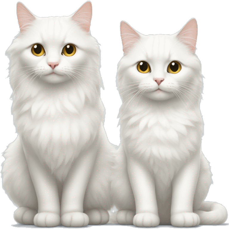 two white cats one fluffy one short hair  emoji